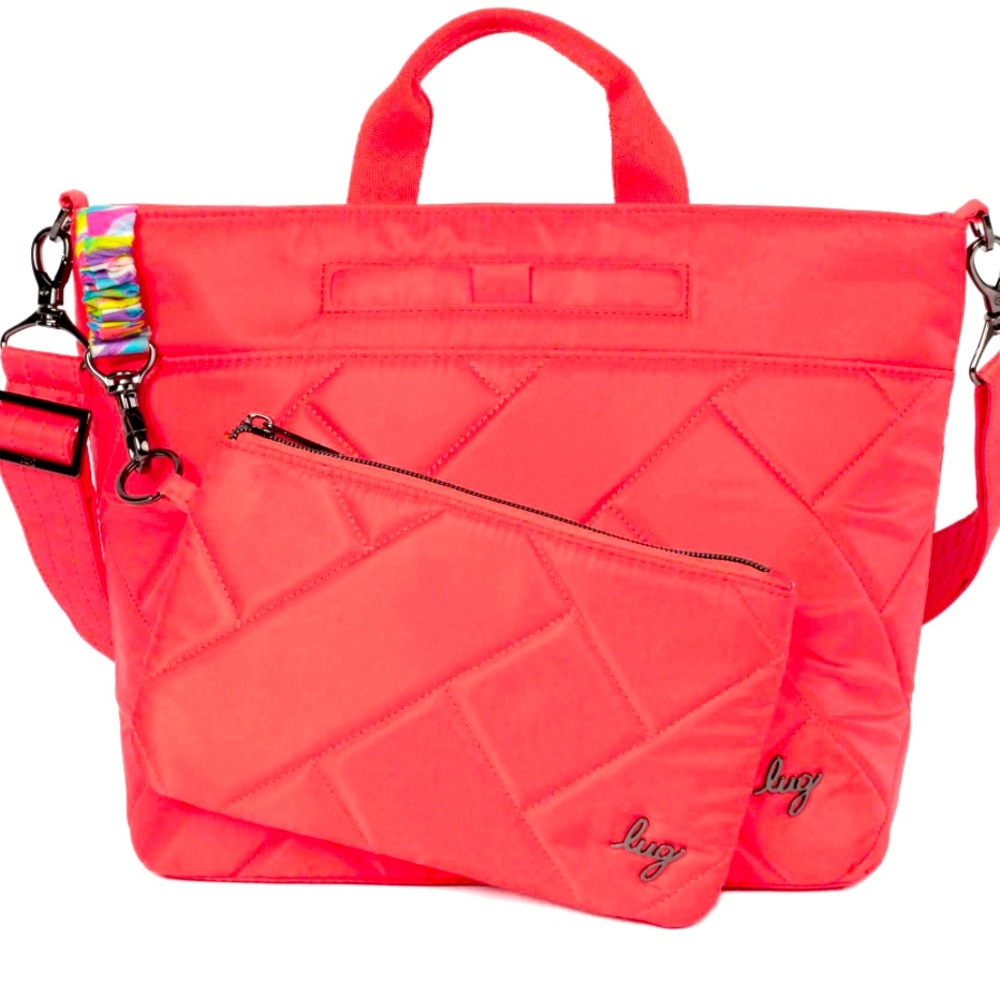 Lug Tenor 2 Pc Quilted Orange Tote Bag NWT